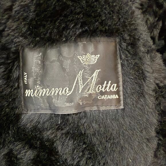Vintage Italian Shearling Coat Jet Black Suede w/ Plush Fur Collar Mimmo Motta - Picture 15 of 15
